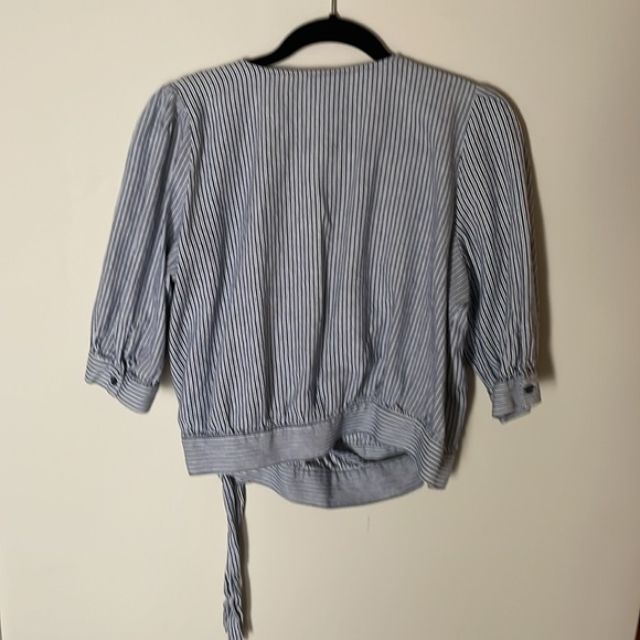 Pinstripe Cropped Wrap Top - Picture 8 of 8